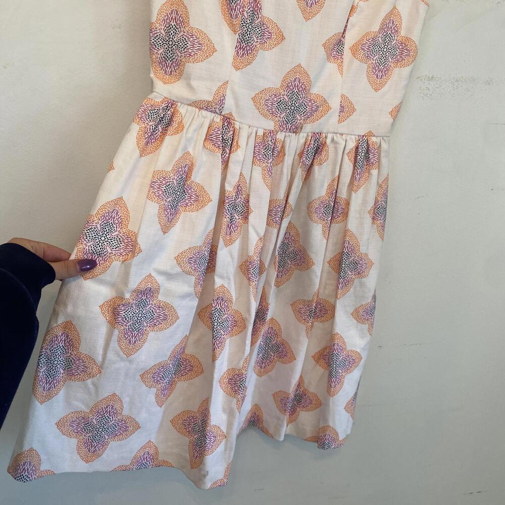 Blithe White Pink Pattern A-Line Mini Pleated Dre… - image 7